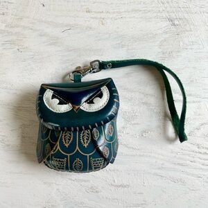 Owl Design Leather Wristlet